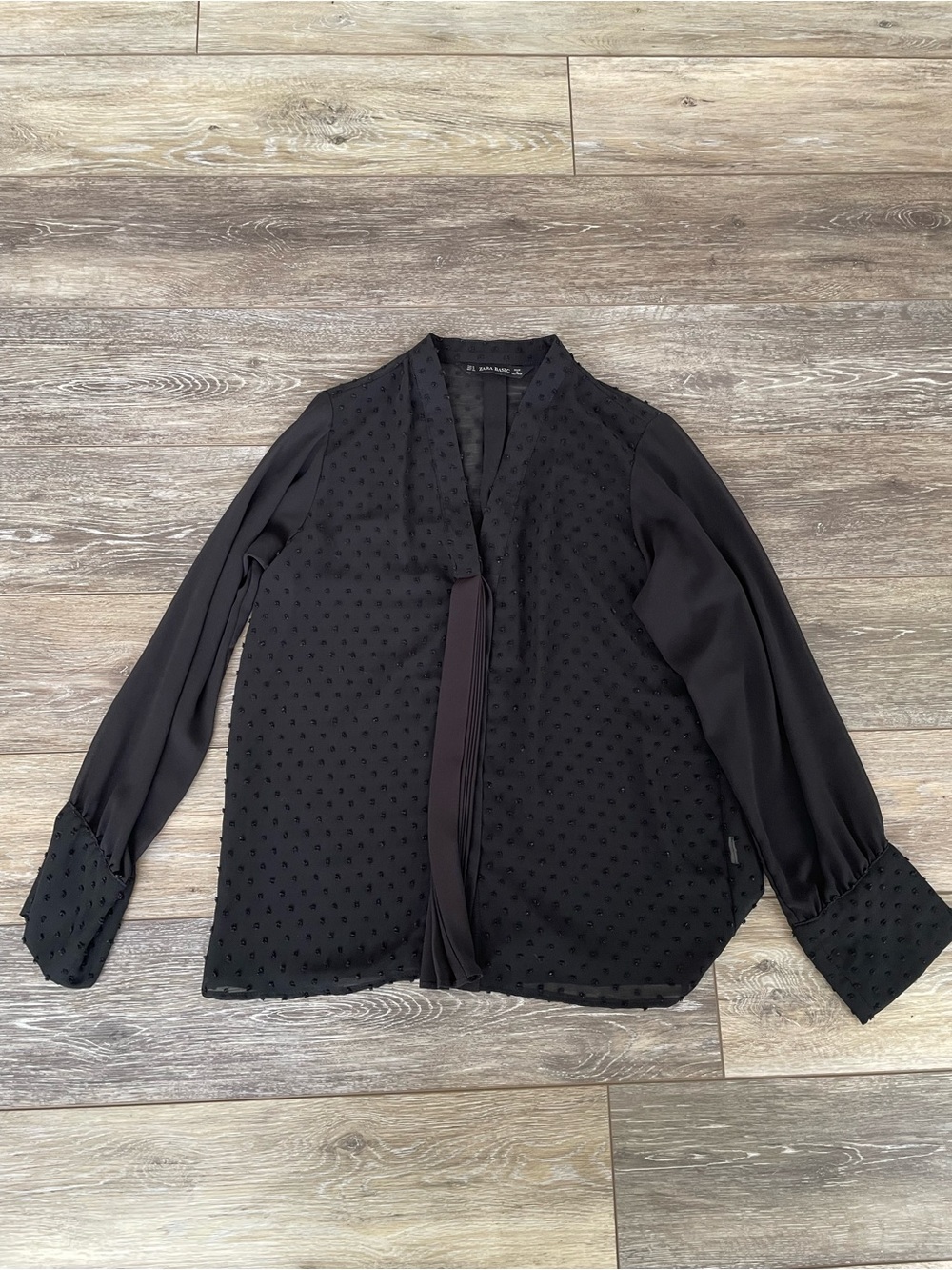 Zara Long Sleeve Black Button Down Top